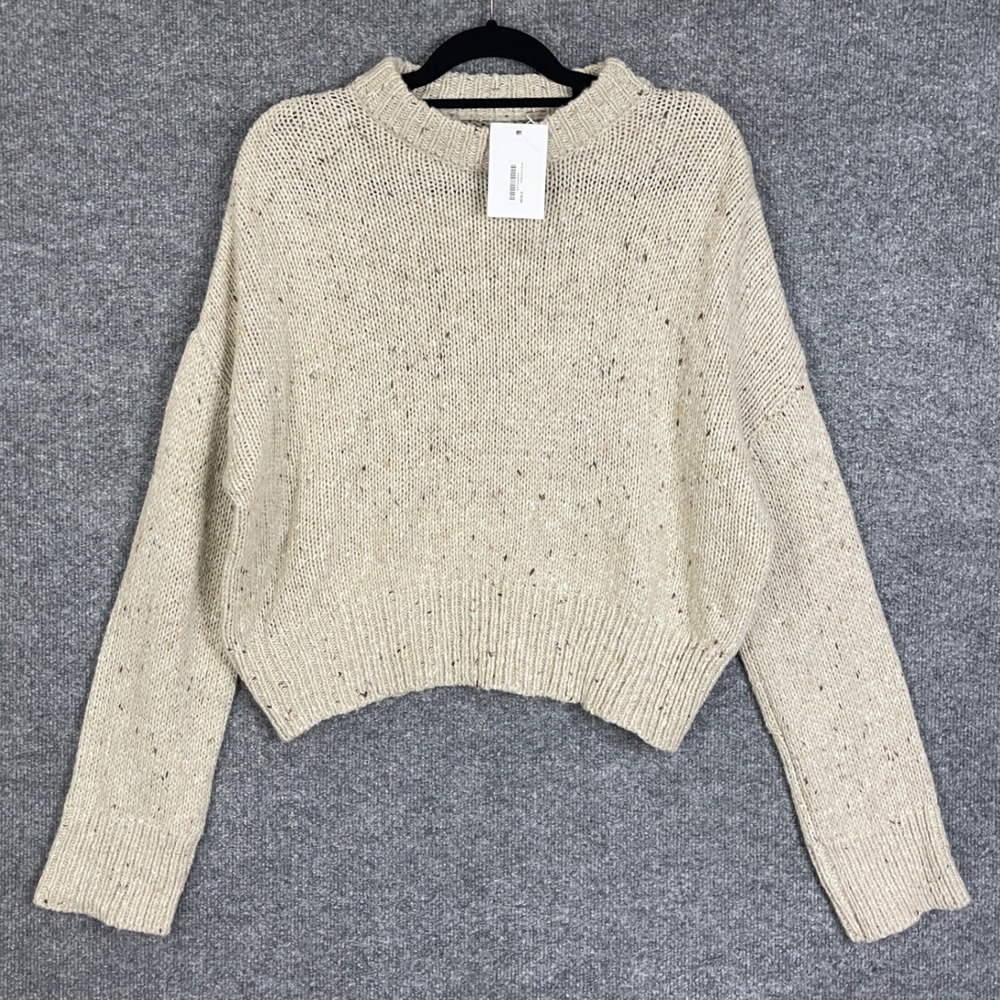 NEW Oak + Fort Sweater M Oatmeal Speckled Knit Crew Neck sweater